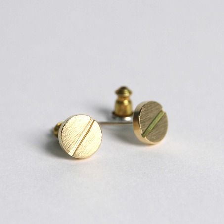 金色一字螺丝钉耳钉-4