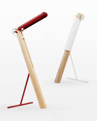 简洁几何木质台灯-红色-1