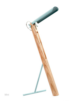 简洁几何木质台灯-粉蓝