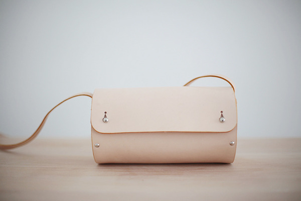 f2studio手工真皮复古女包 斜挎包 植鞣牛皮手提单肩包 圆筒包