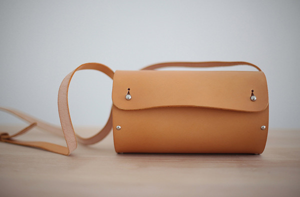 f2studio手工真皮复古女包 斜挎包 植鞣牛皮手提单肩包 圆筒包