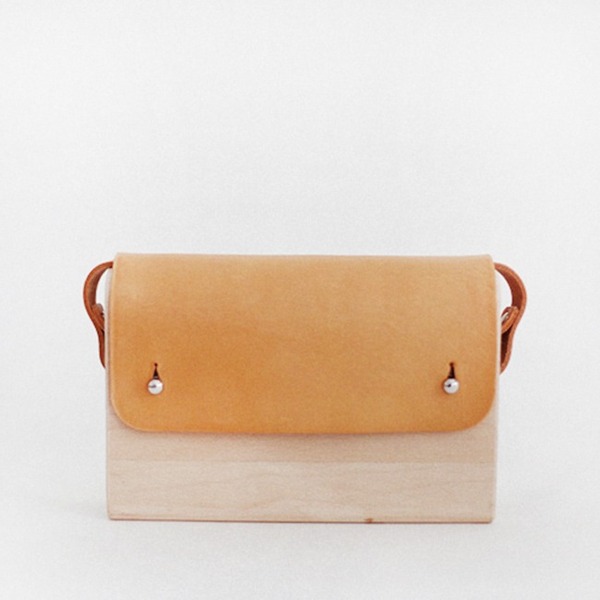 f2studio实木植鞣 手工真皮女包斜挎包小方包 复古简约单肩包