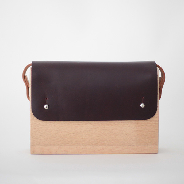 f2studio实木植鞣 手工真皮女包斜挎包小方包 复古简约单肩包