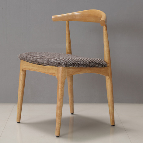 北欧全实木布艺椅子温莎椅牛角椅餐椅咖啡厅椅创意座椅-2