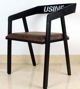 欧美式餐椅铁艺实木低靠背斜边椅酒吧咖啡厅会议办公场所专用椅子