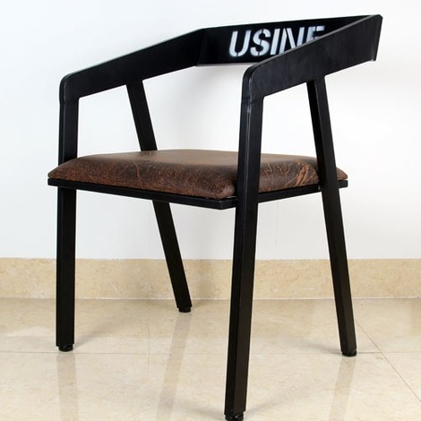 欧美式餐椅铁艺实木低靠背斜边椅酒吧咖啡厅会议办公场所专用椅子-2