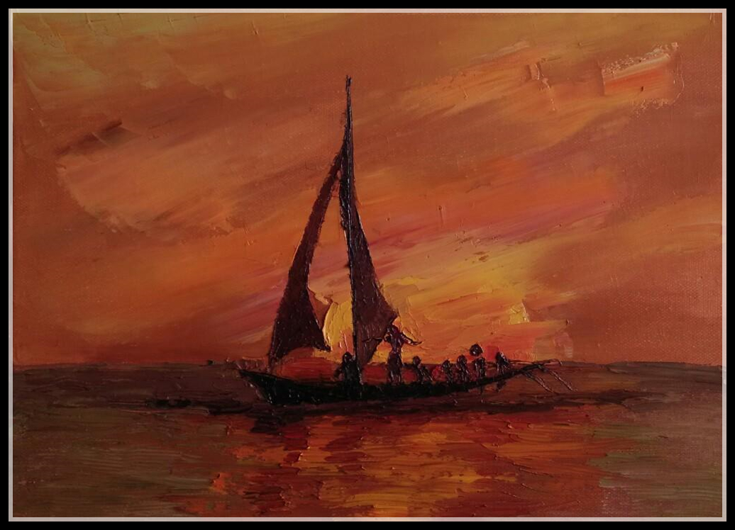 《傍晚渔歌》30x40