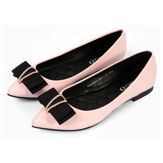 步步高2017春季新款浅口单鞋女尖头套脚平跟女鞋蝴蝶结百搭平底鞋W40116