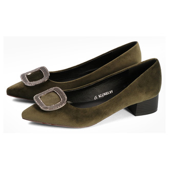 夏季新款金属扣时尚粗跟浅口单鞋女鞋W10067