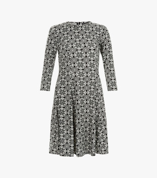 纹理印花中长款黑色几何纹理无袖连衣裙