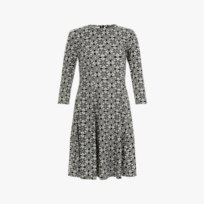 纹理印花中长款黑色几何纹理无袖连衣裙