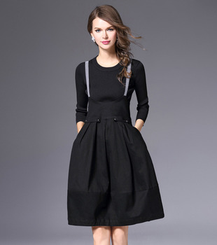 无袖针织连衣裙女修身显瘦吊带背心裙V字领