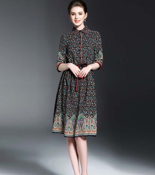 日系简约春装衬衫女直筒插肩袖立领花纹衬衫