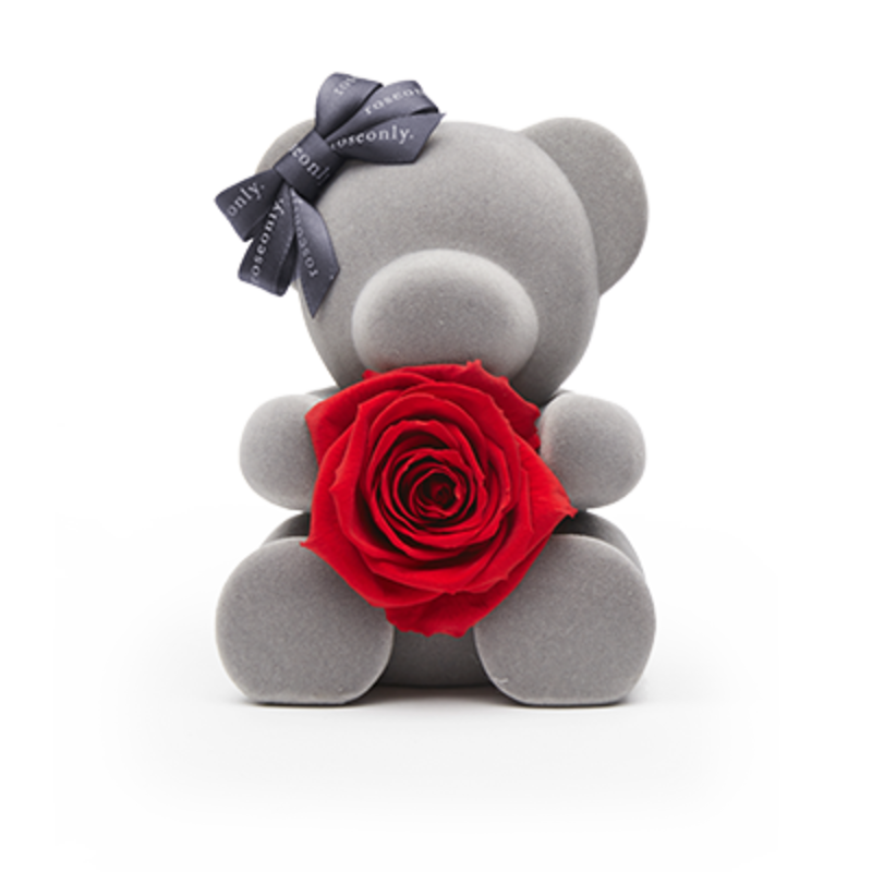 玫瑰熊 - 甜心熊植绒嫣红 大型方形