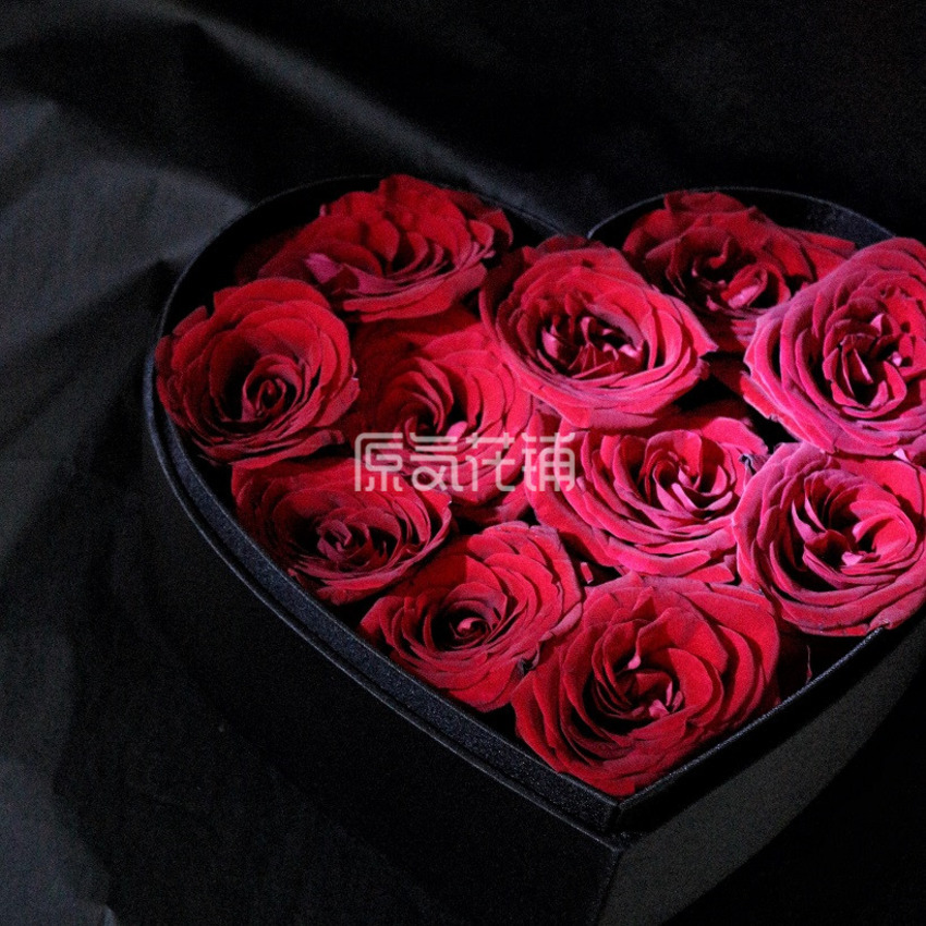 原气花铺-花店-上海-北京永恒——进口红玫瑰心形花盒-2