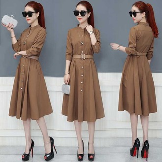 中长款连衣裙秋装新款女装气质名媛小香风收腰显瘦百褶a字裙