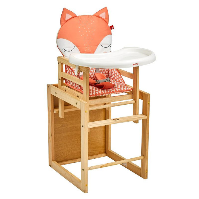 实木多功能组合餐椅 木质 儿童餐椅 可爱小狐狸-2