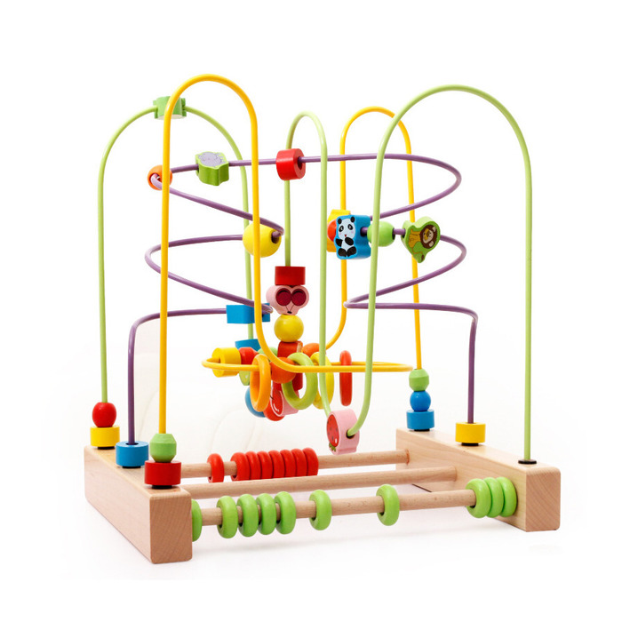 婴儿益智力木制大号绕珠 3-6岁早教珠算数学算数木质积木