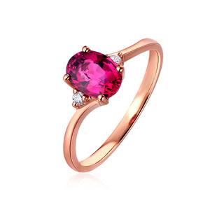 碧玺 红宝石 彩宝 戒指 镶嵌钻石