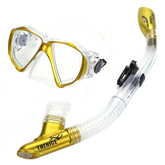 THENICE 全干式潜水镜呼吸管套装冲浪浮潜装备-3