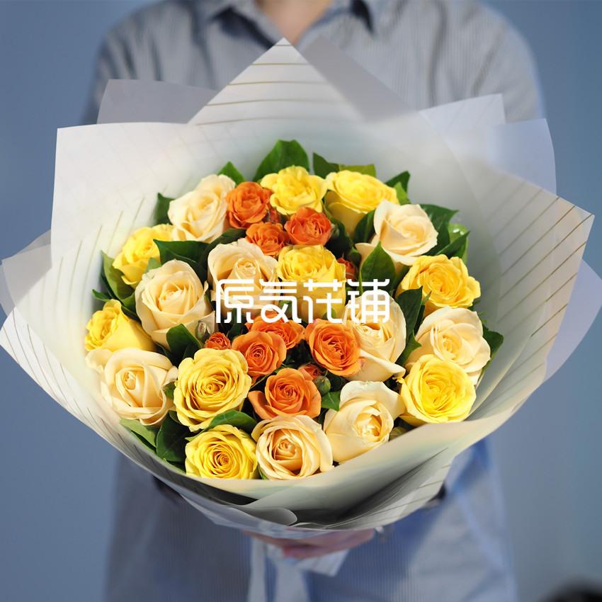 原气花铺-花店-上海-北京暖暖--暖色系混合花束-6