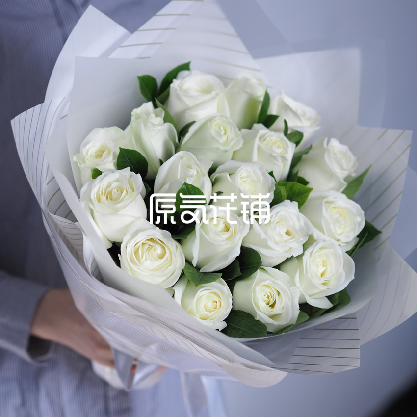 原气花铺-花店-上海-北京北极星--纯色玫瑰花束-2