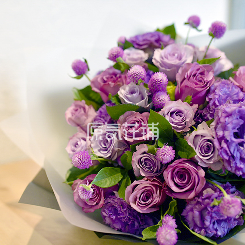 原气花铺-花店-上海-北京庄园--紫色系花束-1
