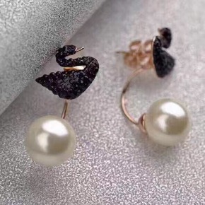 美国直邮，swarovski 黑天鹅耳钉