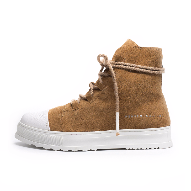 THICK FLATFORM HI-TOP SUEDE BOOTS