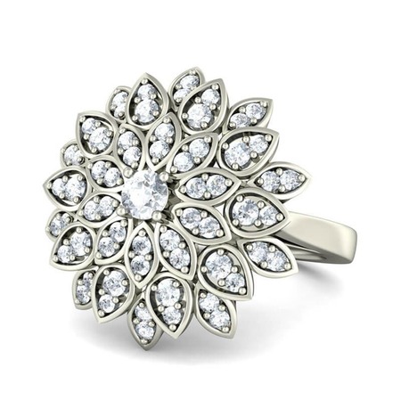 蓝色多瑙河经典六爪白18K金