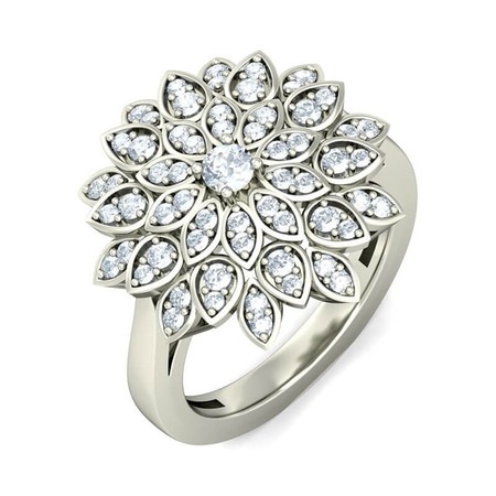 蓝色多瑙河经典六爪白18K金