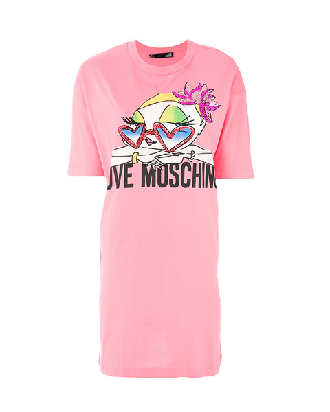 【原价1555限时折扣】LOVEMOSCHINO2018新款眼镜女孩印花T恤