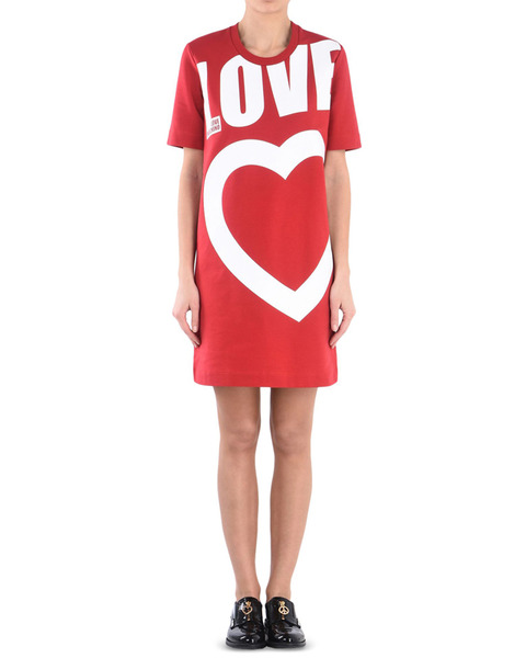 【原价1600限时折扣】LOVEMOSCHINO2018春夏新款红色LOVE涂鸦T恤