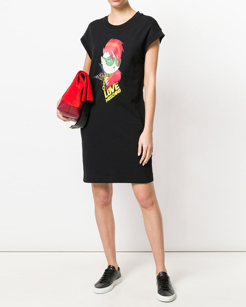 【原价1580限时折扣】LOVEMOSCHINO2018春夏新款长款背心裙涂鸦