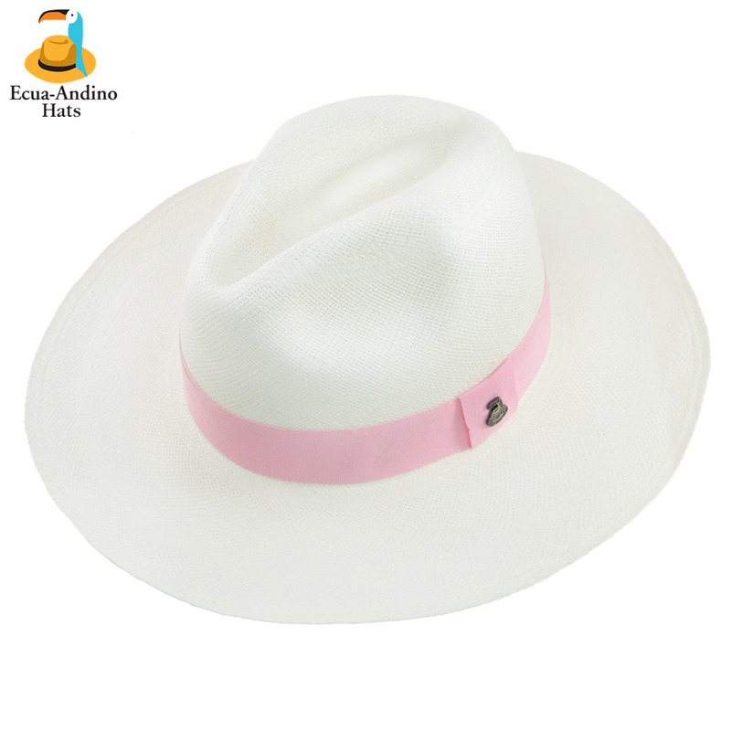 Classic White Large Brim 彩帽带 8cm Ecua-Andino 正宗巴拿马草帽