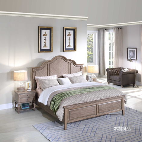 【维多利亚】美式田园 至简臻品 进口黄杨木框架 双人床 内径1.8*2.0米 WY-A120-05#-2