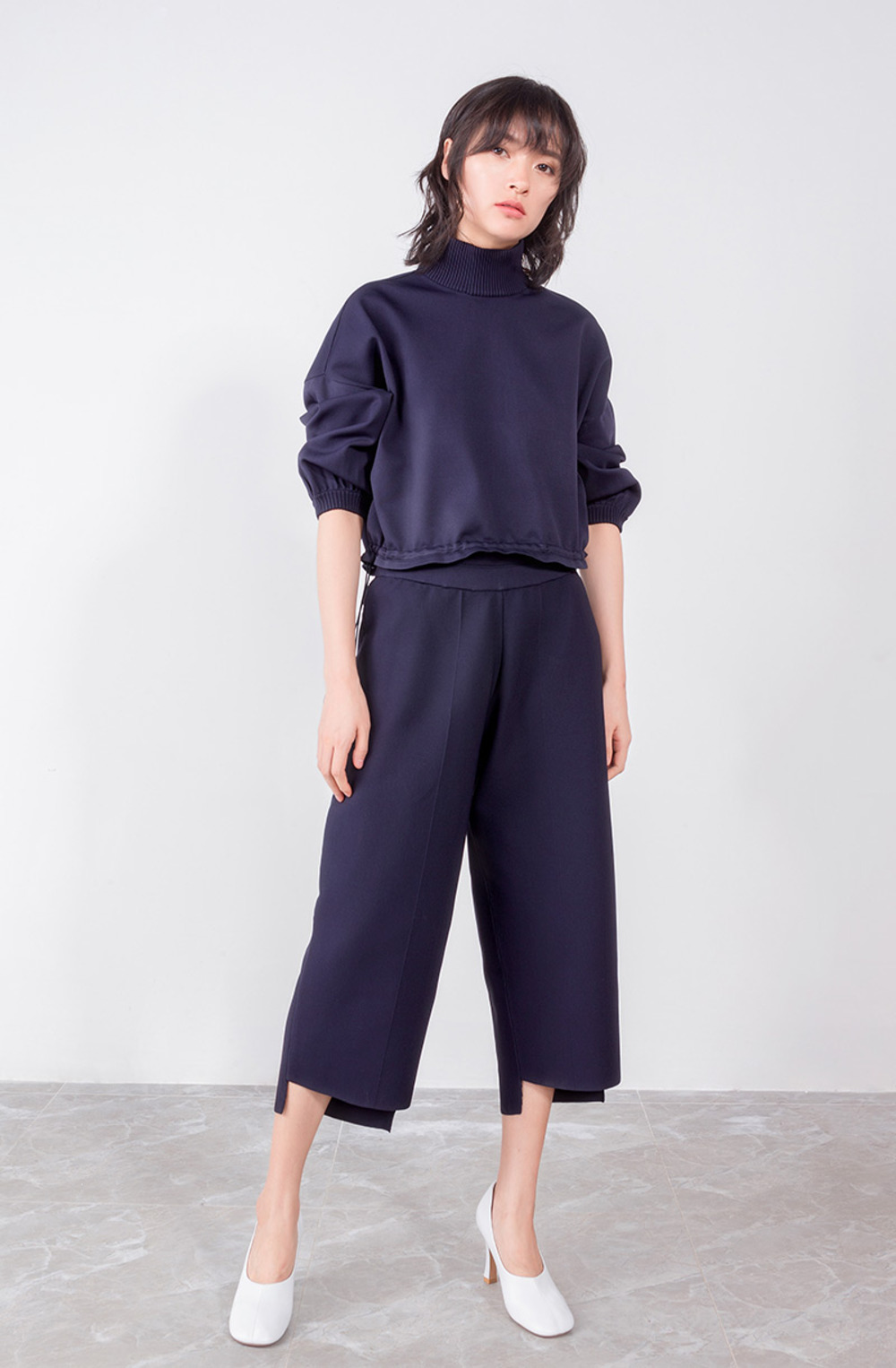 棉府绸束腰上衣