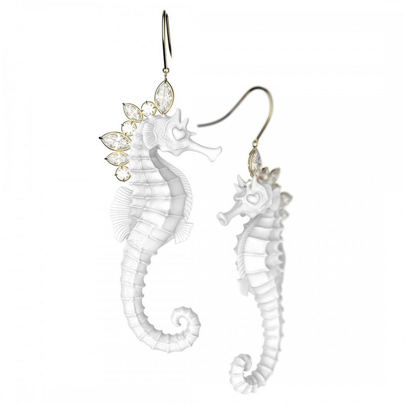 宝石海马耳坠 一对