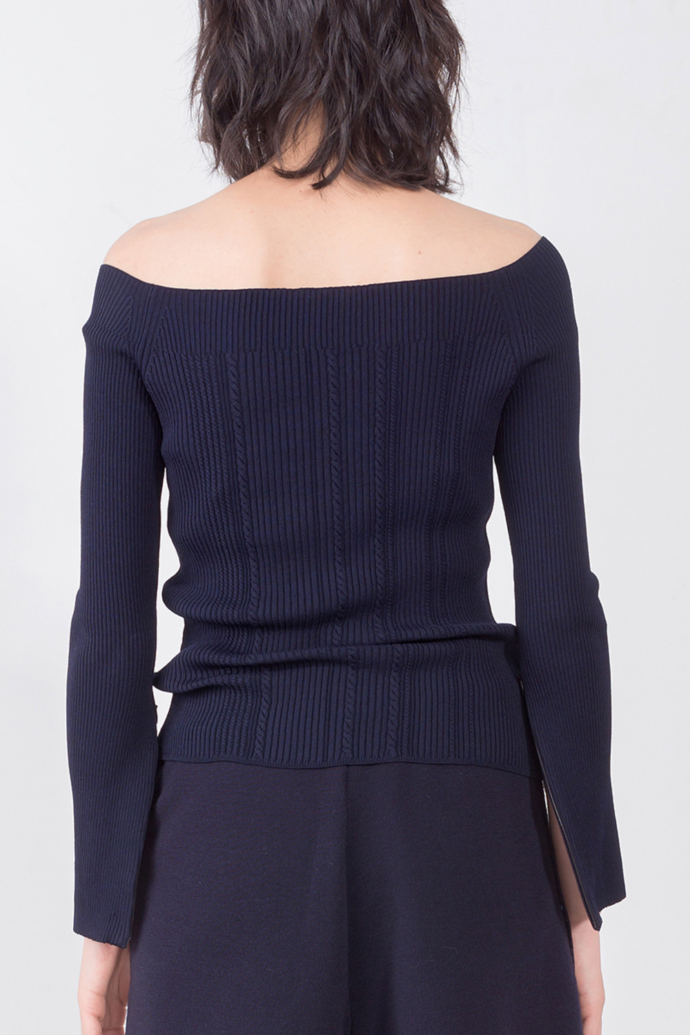 一字领长袖套头衫-5