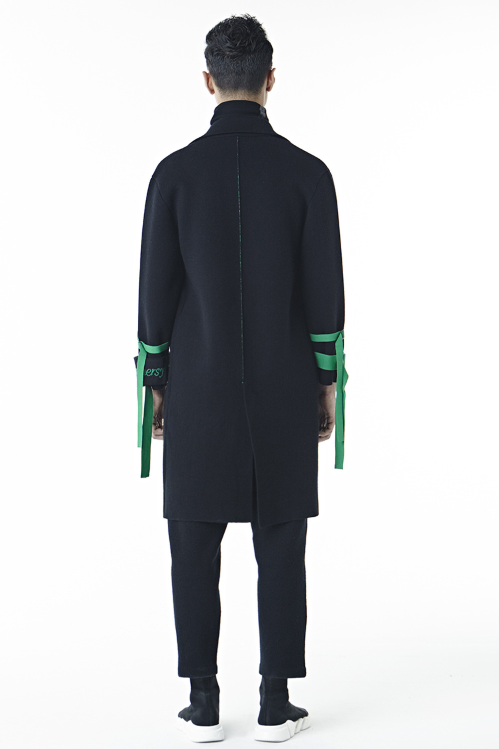 双排扣拼色大衣-7