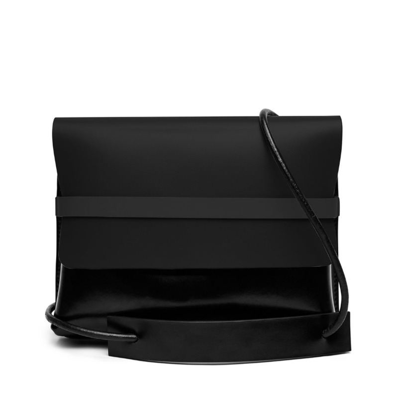 口袋饰皮革购物包