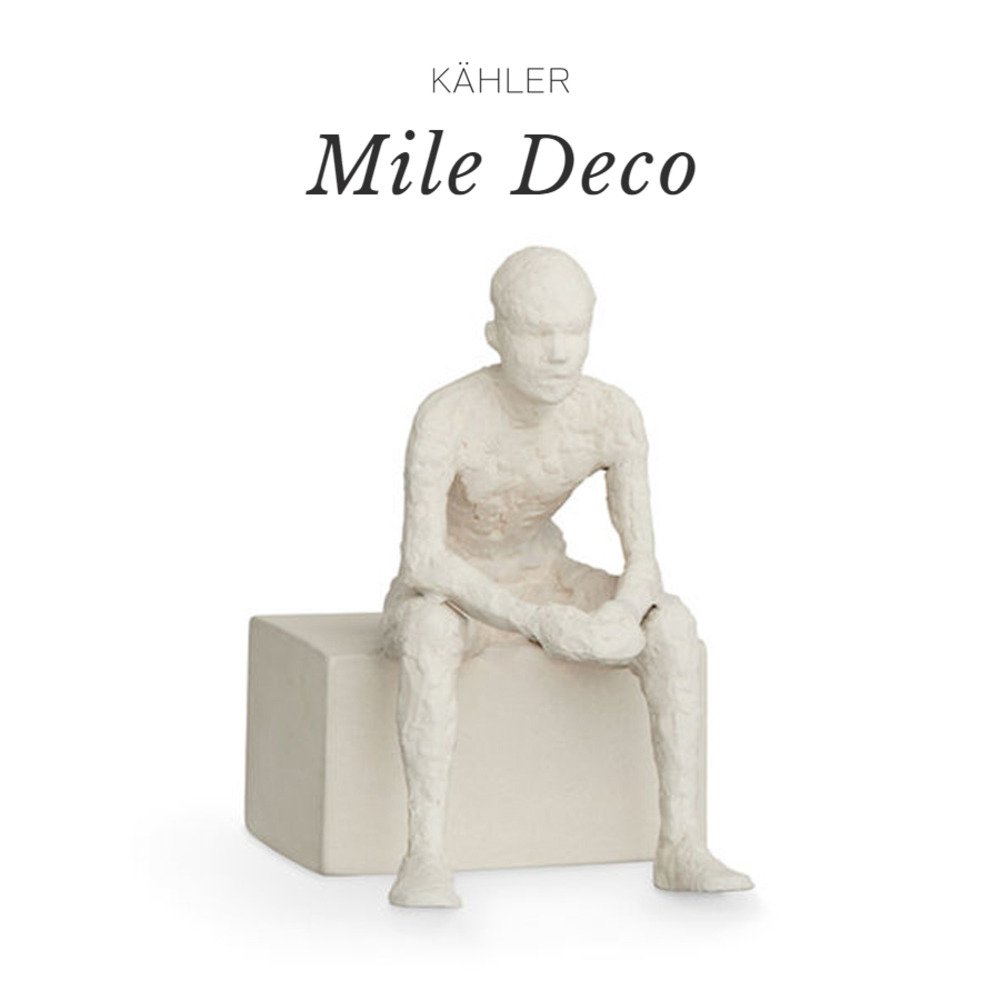 丹麦手工粗陶人物雕像反思者 雕塑摆件