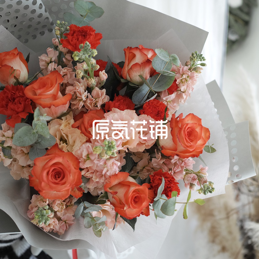 原气花铺-花店-上海-北京胭脂扣玫瑰花束-3