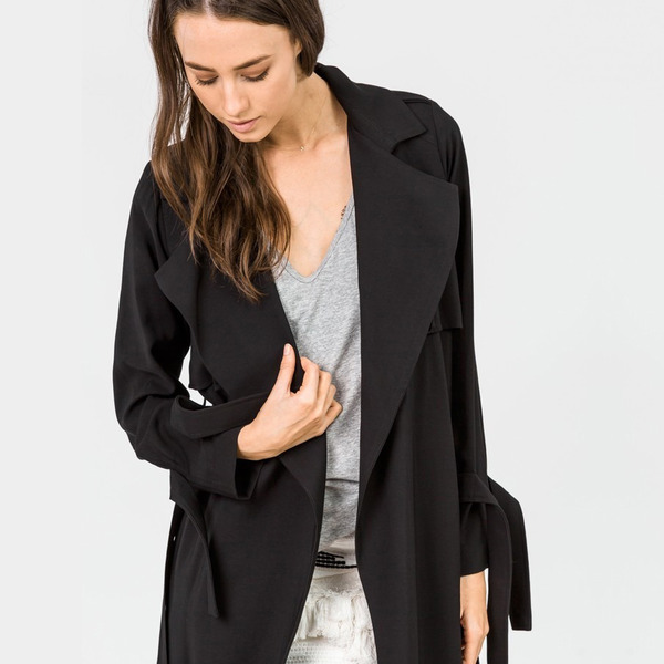 春季新款流行中长款宽松百搭黑色风衣