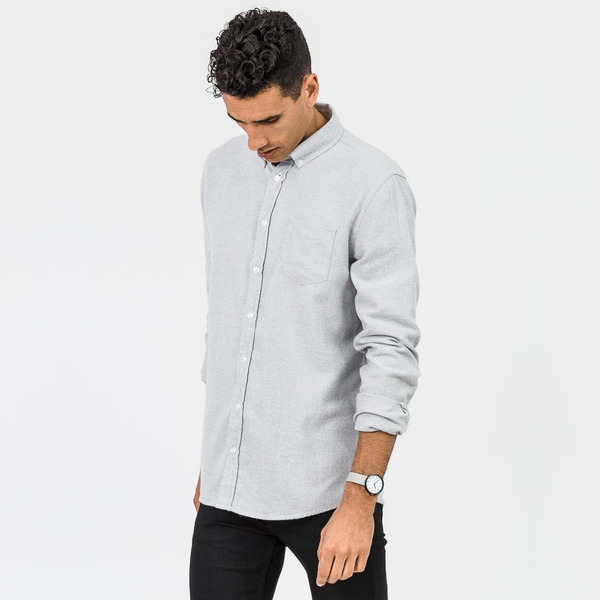 春季纯棉休闲纯色长袖衬衣