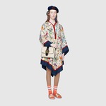 GG 刺绣蕾丝牛仔连衣裙