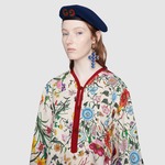 GG 刺绣蕾丝牛仔连衣裙