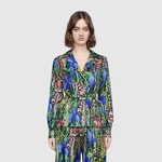 GG 刺绣蕾丝牛仔连衣裙