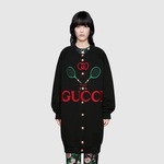 GG 刺绣蕾丝牛仔连衣裙