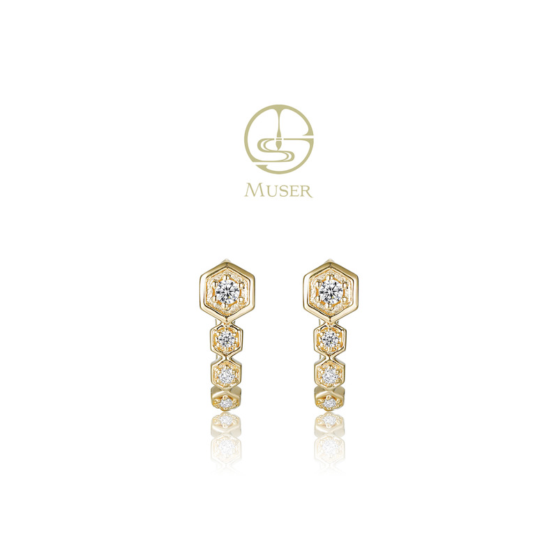 预售-基础百搭-六角满钻耳环